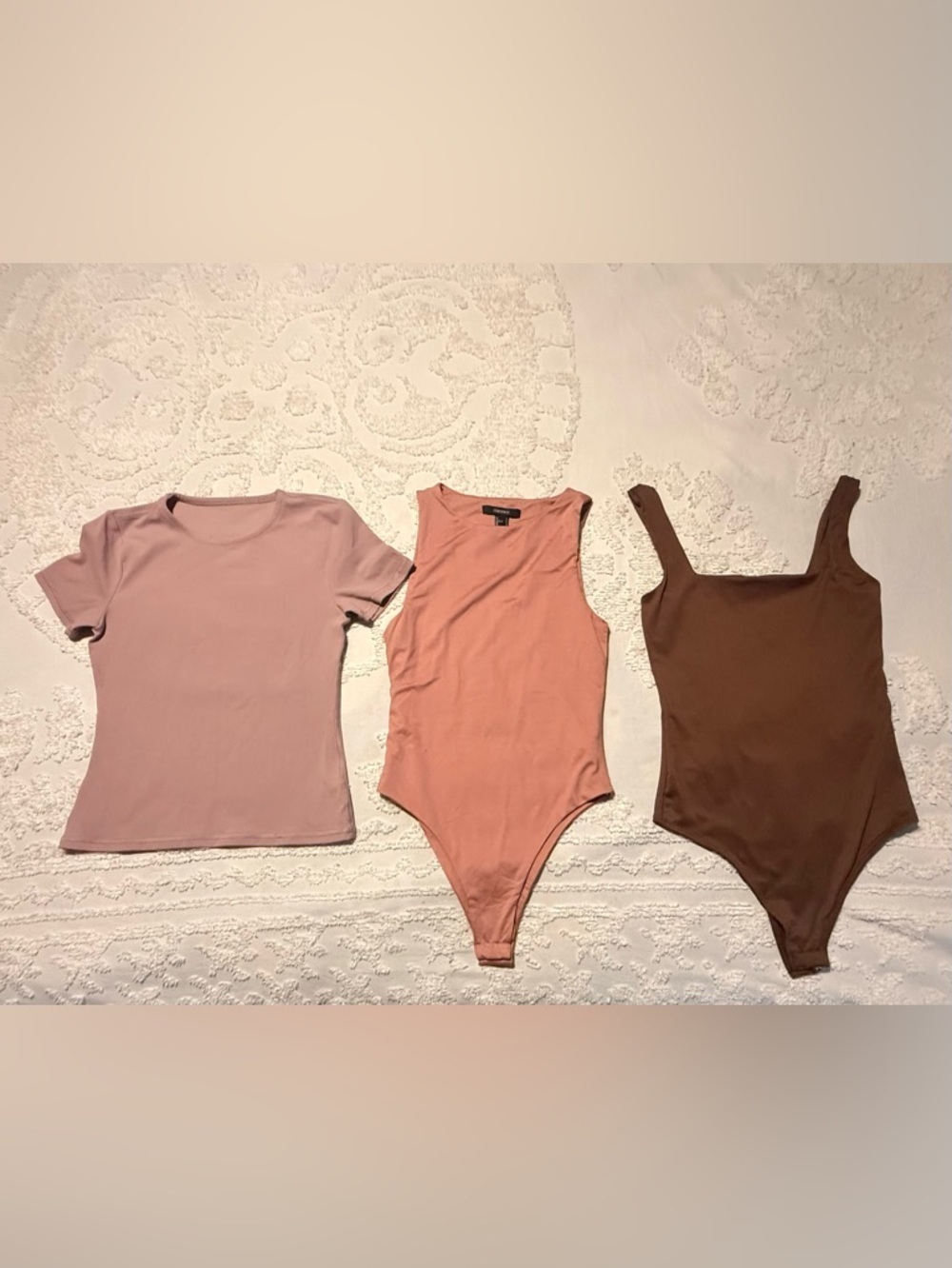 Forever 21 Pink, Rose & Brown Women’s Bodysuit & Tee Set